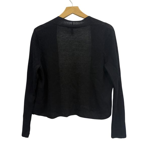 Eileen Fisher Organic Linen/Cotton Open Front Cropped Cardigan Black size M - Picture 4 of 4